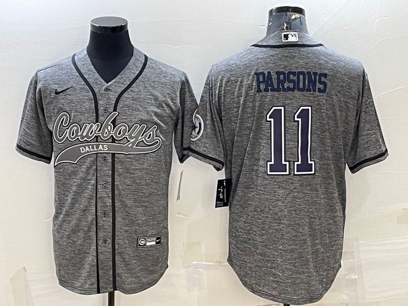 Men Dallas Cowboys #11 Parsons Grey hemp ash 2022 Nike Co branded NFL Jerseys